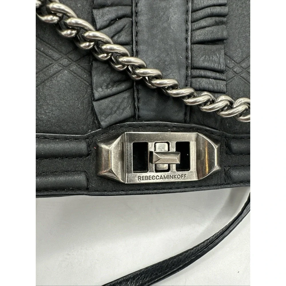 Rebecca Minkoff Love Crossbody Black Leather Chain Ruffle